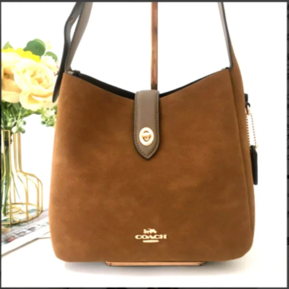 Coach Brown Suede Shoulder Bag - Picture 5 of 13